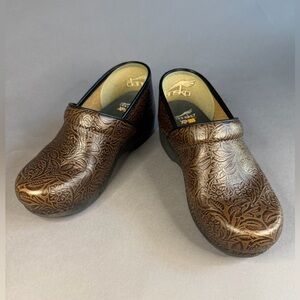 Dansko Brown Embossed Leather Clogs